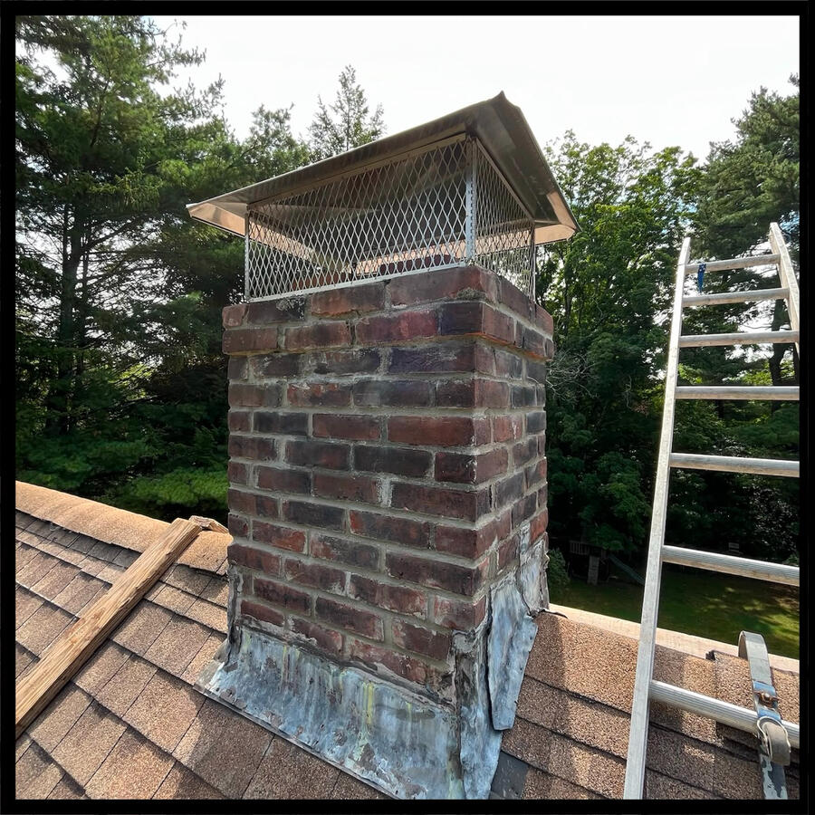 Chimney Repoint, Flashing Repair, and Custom Stainless Steel Rain Cap